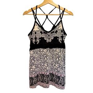 Athleta Tank Top Womens Large Gray Strappy Sleeveless Cotton Yoga Activewear